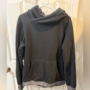 Lululemon fleece Black Hoodie with Gray Trim Size 10